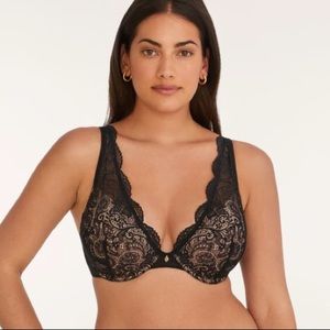 Third love 24/7 Lace Contour Plunge Bra black lace